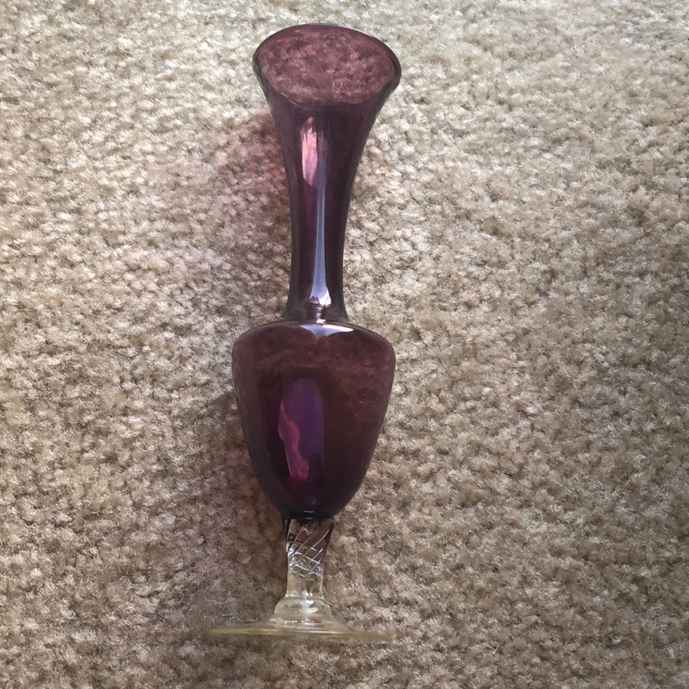 8” Bud Vase Purple Color Glass - Unbranded Vintage
